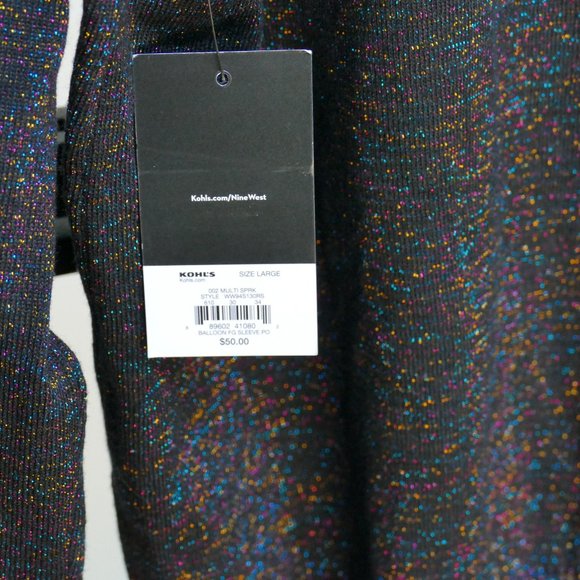 NWT Nine West Multi Sparkle Metallic Sweater - Picture 5 of 9